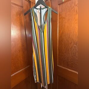 Capella Striped Racerback Midi Dress Olive Mustard Burgundy | Stretch Tank Dress
